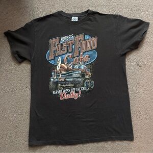 Fast Food Cafe Humor Men’s Short Sleeve Brown T-shirt Size Large